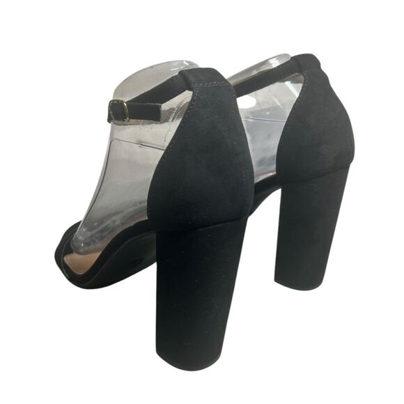 Merona Block Heel Sandals Ankle Strap Open Toe Heels Black Women's 10 Goth Event - Picture 5 of 11